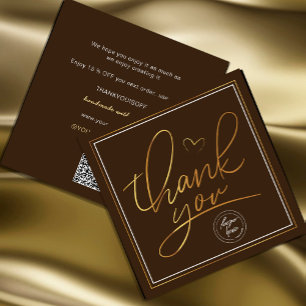 Carte Merci d'affaires Élégant Brown et or