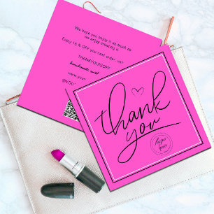 Carte Merci d'affaires élégant rose et noir