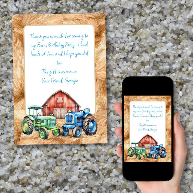 Carte Merci d'anniversaire des tracteurs agricoles (Créateur téléchargé)