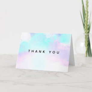 Carte Merci d'aquarelle bleu et violet Abstrait moderne