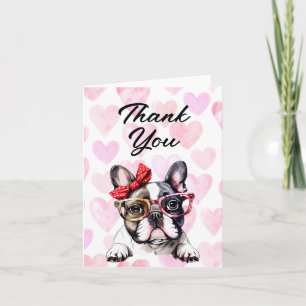 Carte Merci d'aquarelle de chien taureau français mignon