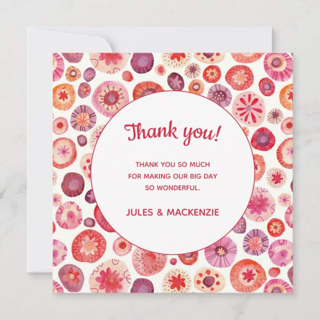 Carte Merci d'aquarelle rose Abstrait moderne (Devant)