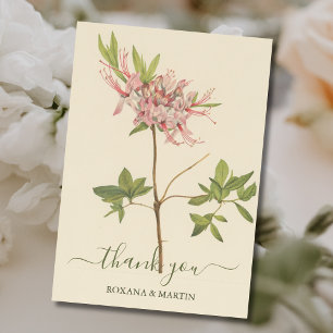 Carte Merci d'aquarelle vintage rose azalée