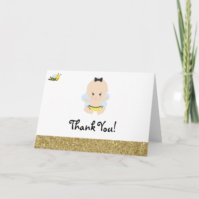 Carte Merci de baby shower de GARÇON d'abeille de bébé (Devant)