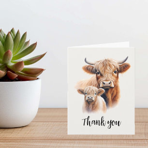 Carte Merci de Baby shower de vache Highland téléchargea
