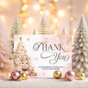 Carte Merci de Baby shower d'hiver rose froid