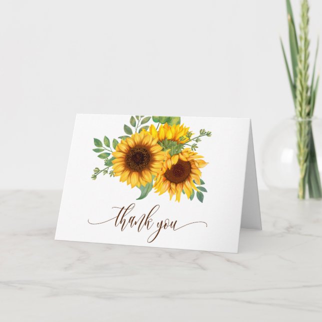 Carte Merci de Baby shower floral Little Sunflower (Devant)