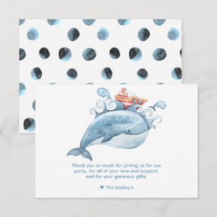 Carte Merci de baleine bleue mignonne