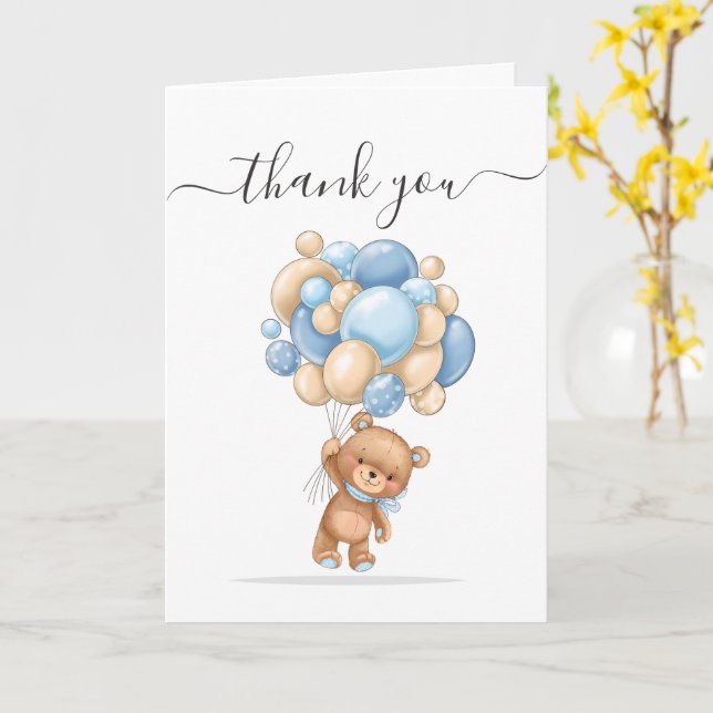 Carte Merci de ballon de l'ours en peluche (Fleur jaune)