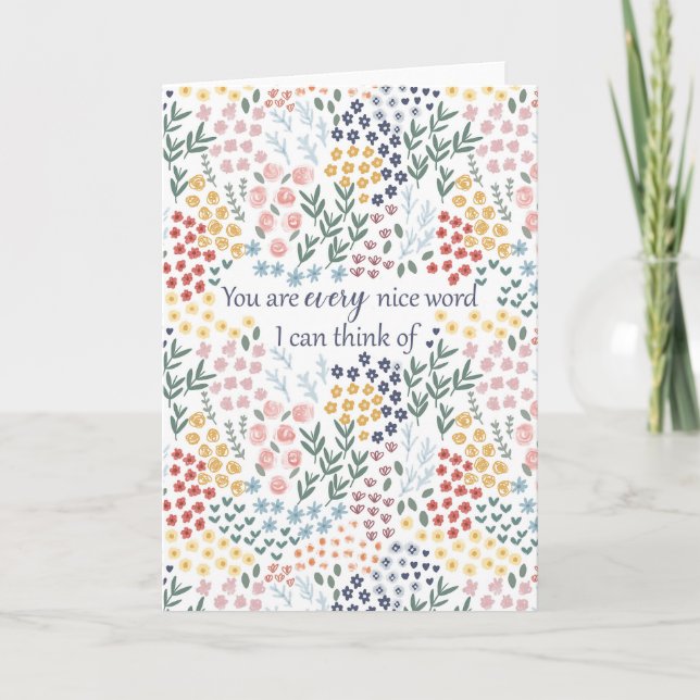 Carte Merci de coeur Cadeau d'amitié florale (Devant)