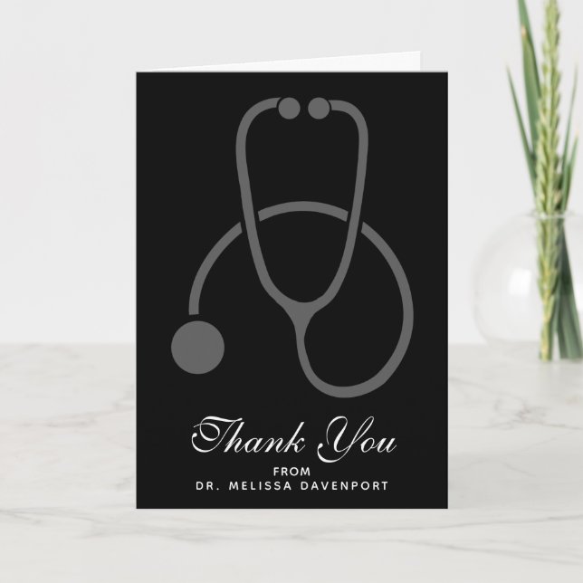 Carte Merci de diplôme Stylish Grey Stethoscope (Devant)