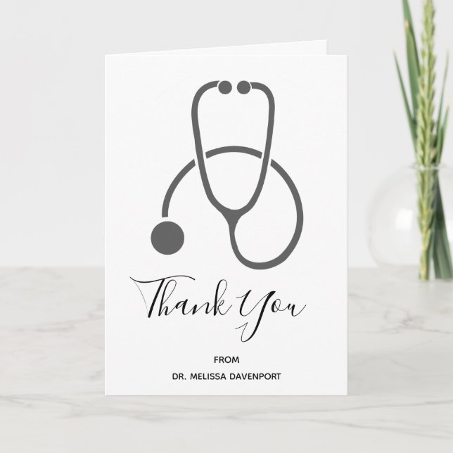 Carte Merci de diplôme Stylish Grey Stethoscope Card (Devant)