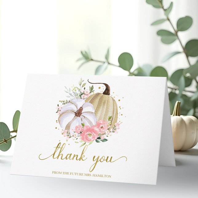 Carte Merci de Fête des mariées d'automne Citrouille flo (Créateur téléchargé)