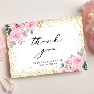 Carte Merci de Fête des mariées en or rose pâle