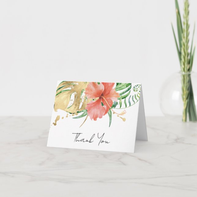Carte Merci de Fête des mariées florale tropicale (Devant)
