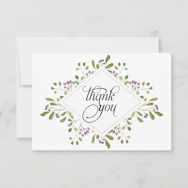 Carte Merci de feuillage aquarelle (Devant)