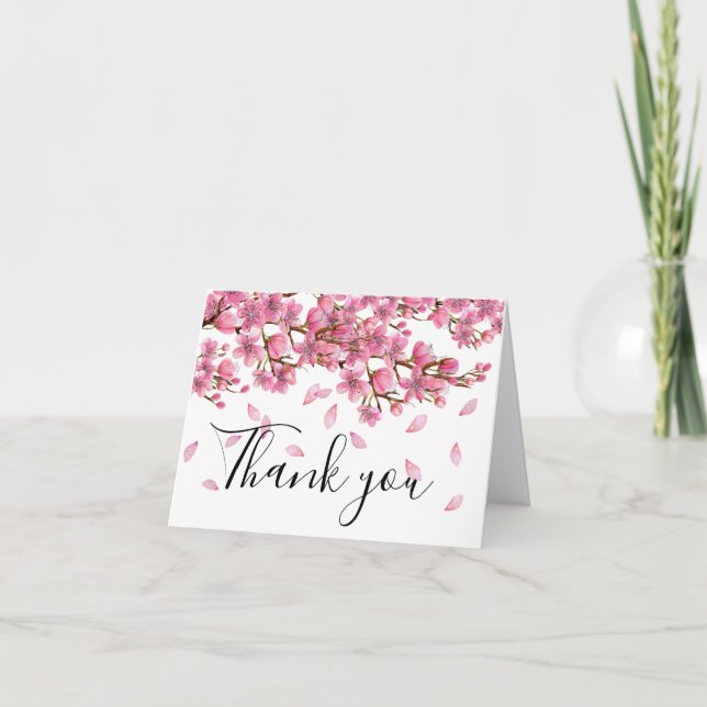 Carte Merci de fleurs de cerisiers roses (Devant)