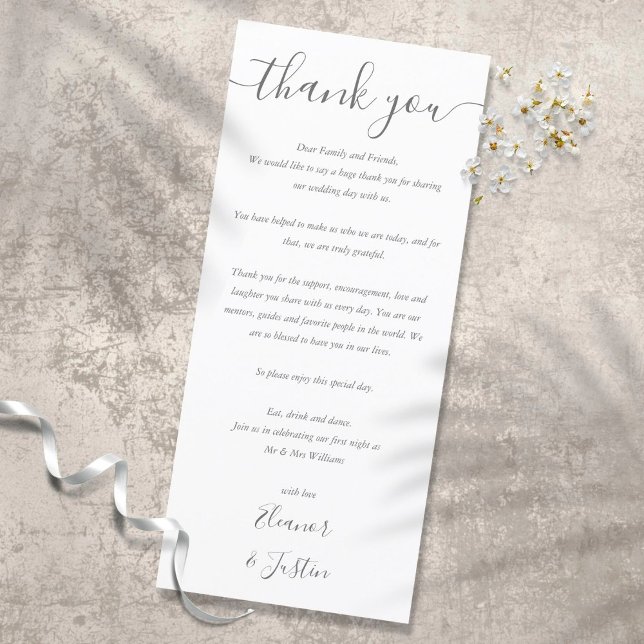 Carte Merci de la réception de mariage de script (Créateur téléchargé)