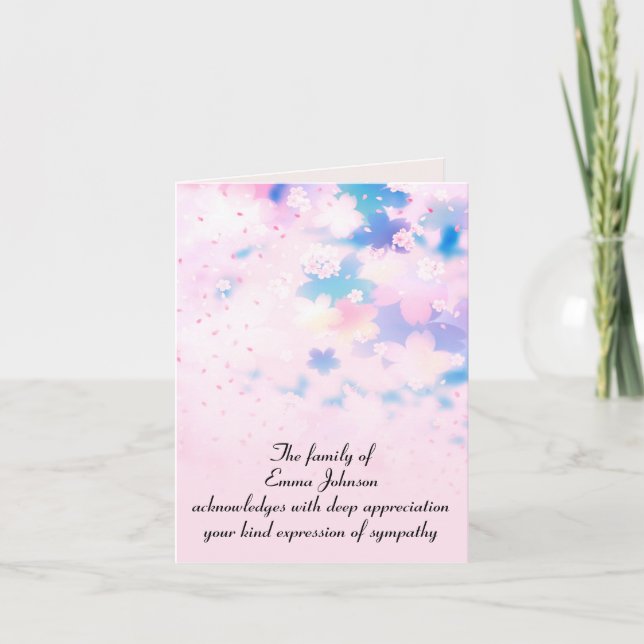 Carte Merci de la sympathie cerise en fleurs (Devant)
