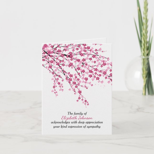 Carte Merci de la sympathie des fleurs de cerisiers (Devant)