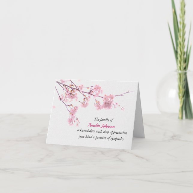 Carte Merci de la sympathie des fleurs de cerisiers (Devant)
