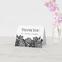 Merci de l'Mariage Roses noir et blanc