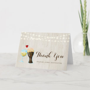 Carte Merci de Mariage de bière et de vin Rustique perso