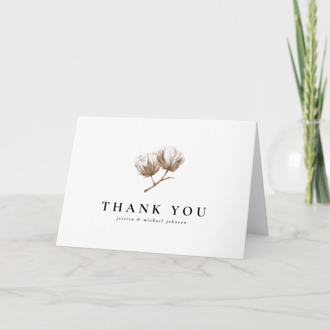 Carte Merci de Mariage de coton rustique (Devant)