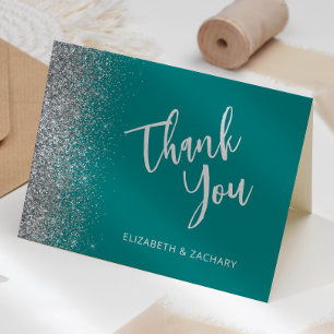 Carte Merci de Mariage de Parties scintillant en argent 