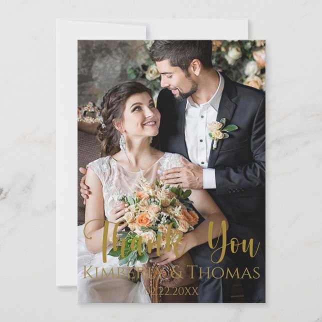 Carte Merci de Mariage de script simple (Devant)
