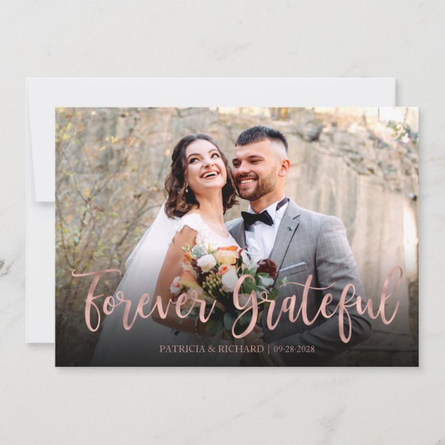 Carte Merci de Mariage photo pour toujours gracieux et é (Devant)