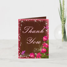 Merci de Mariage rose rose bois rustique