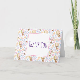 Carte Merci de Motif d'aquarelle à ballon à air chaud