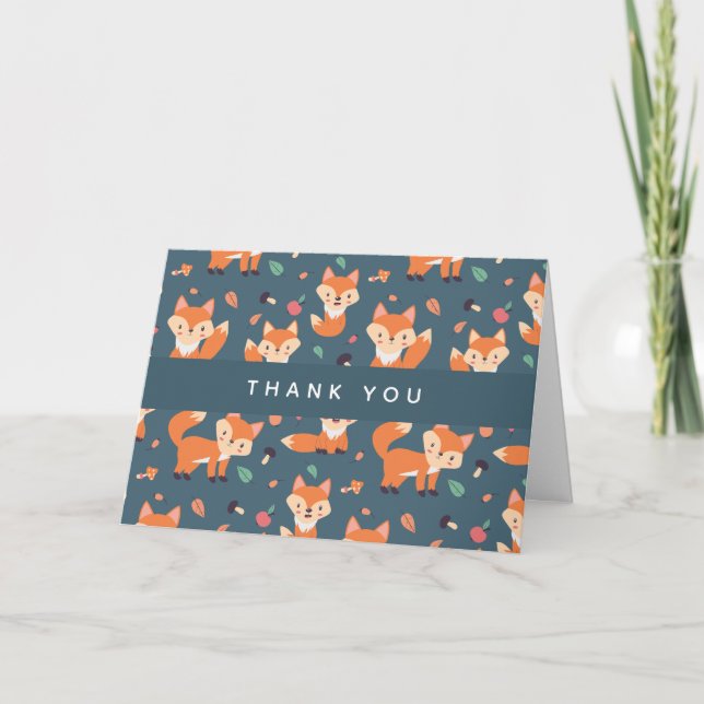 Carte Merci de Motif Orange Fox (Devant)