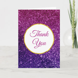 Carte Merci de pierres étincelantes rose et violet