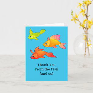 Carte Merci de poisson coloré avec texte personnalisé / 