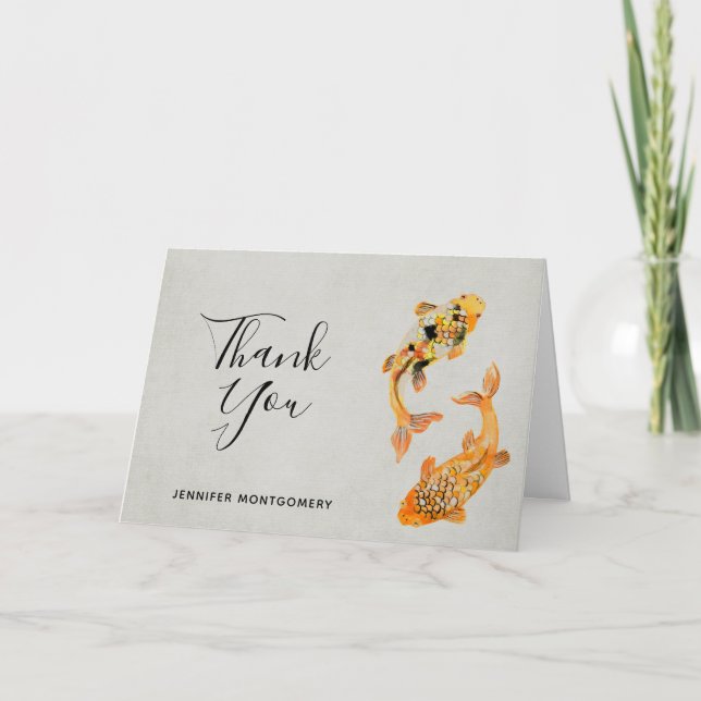 Carte Merci de poisson Gold Koi élégant (Devant)
