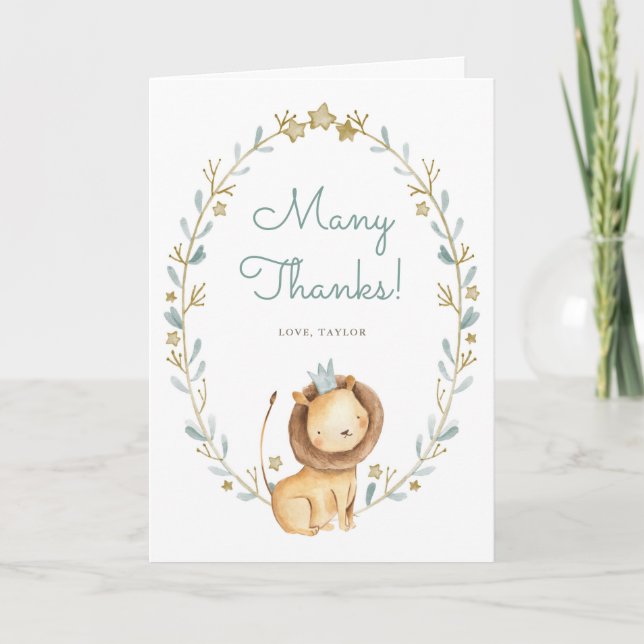 Carte Merci de prince Wreath Birthday de lion (Devant)