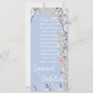 Carte Merci de réception Fleur sauvage bleu