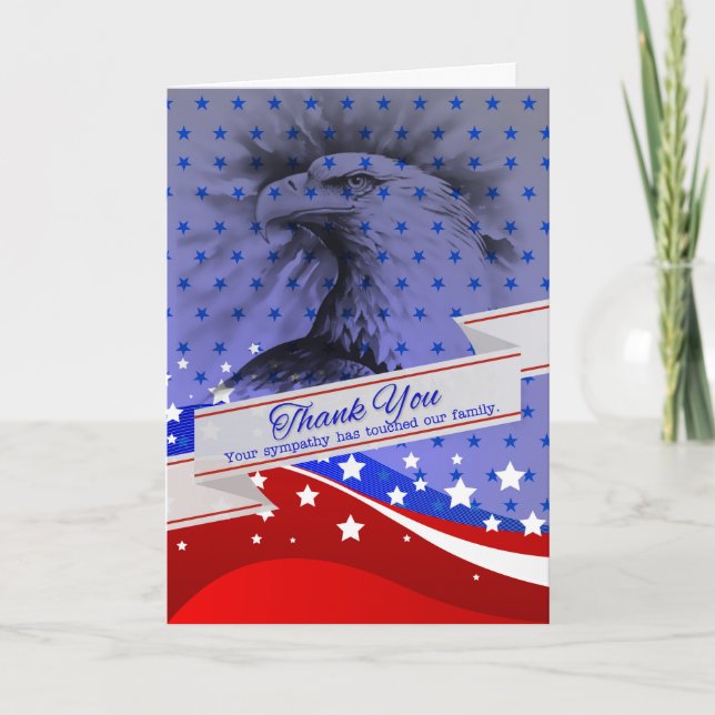 Carte Merci de Sympathie aigle avec étoiles et rayures (Devant)