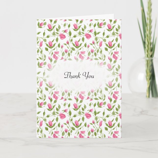 Carte Merci De Sympathie Avec Les Roses Roses Roses (Devant)