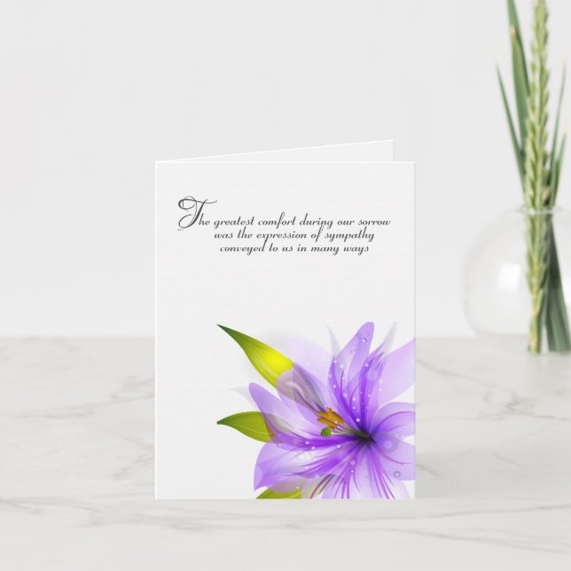 Carte Merci de sympathie de Lily violette (Devant)