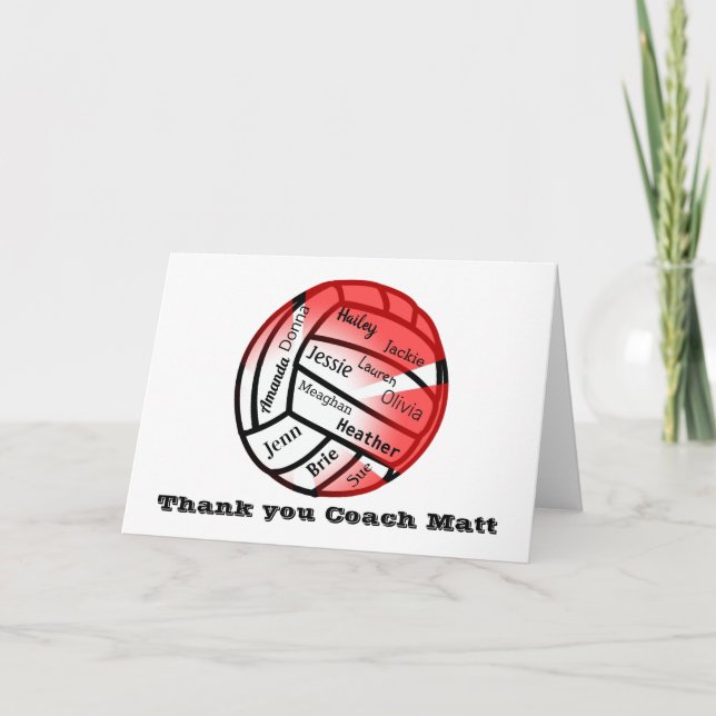 Carte Merci de volley-ball rouge et blanc (Devant)