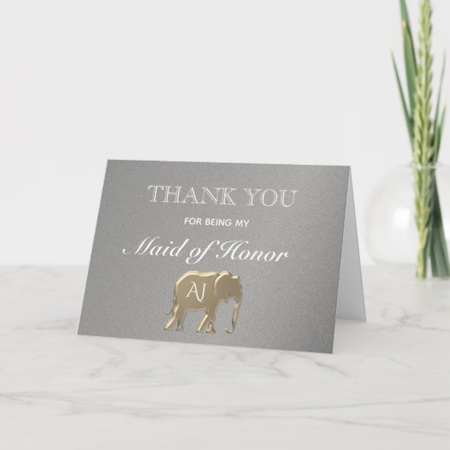 Carte Merci d'éléphant d'or pour être ma servante d'honn (Devant)