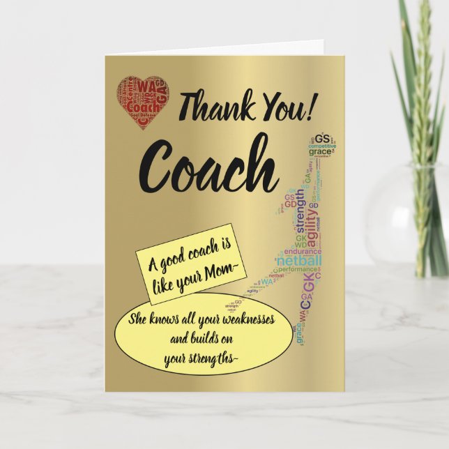 Carte Merci d'entraîneur de devis Netball (Devant)