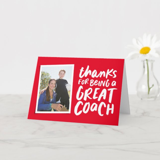 Carte Merci d'être un grand coach rouge une photo (Petite plante)