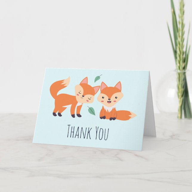 Carte Merci d'illustration graphique de renards orange m (Devant)
