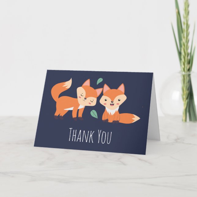 Carte Merci d'illustration graphique de renards orange m (Devant)