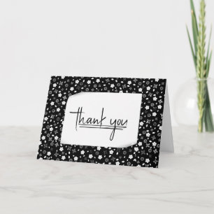 Carte Merci d'impression florale noir et blanc