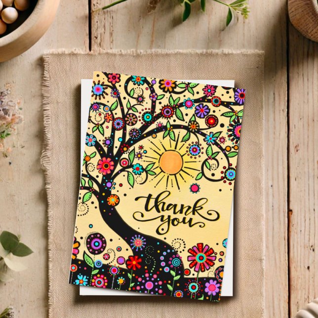 Carte Merci d'inertie Arbre floral blanc (Créateur téléchargé)